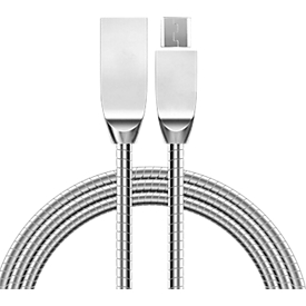 Gegevens-/oplaadkabel Felixx, Micro-USB, L 1 m, gevlochten metaal, knoopvast