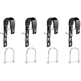 Geländer Set für Balkonkraftwerk HEPA Solar Premium 800, 4 Haken & 4 C-Schellen inkl. Bolzen, Stahl, schwarz