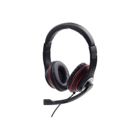Gembird MHS-03-BKRD - Headset - ohrumschließend - kabelgebunden - 3,5 mm Stecker - roter Ring, Schwarz