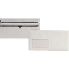 Gerecycleerde enveloppen, staand, 100 x 220 mm (DL), 75 g/m², met venster, zelfklevend, 1000 stuks