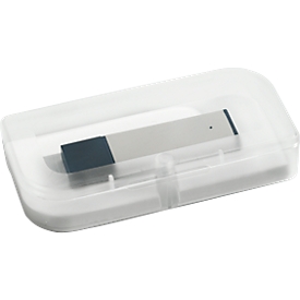 Geschenkbox für USB-Sticks, für 1 Stick einer Größe bis max. L 90 x B 40 x H 18 mm, Magnetverschluss, Kunststoff, weiß-transparent, ohne USB-Stick