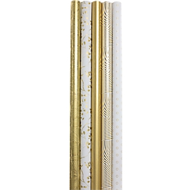 Geschenkpapier CLAIREFONTAINE Premium Trésor, 30 Rollen, 200 × 70 cm, gold-weiss, laminiert, 80g/m²