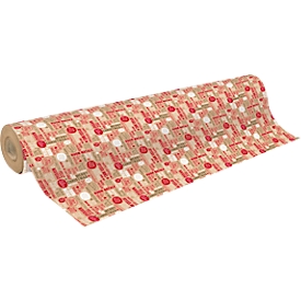 Geschenkpapier Clairefontaine Weihnachten, 1 Rolle mit L 50 m x B 700 mm, 1-seitig bedruckt, Kraftpapier, braun-rot