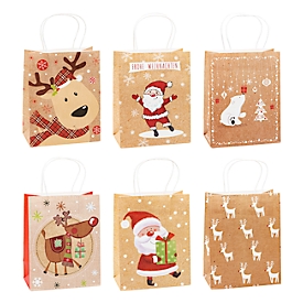 Geschenktüten Weihnachten TSI Serie 1, 6 verschiedene Motive, medium, B 180 x T 100 x H 230 mm, 100 % recycelbar, Kraftpapier, sandbeige, 12 Stück
