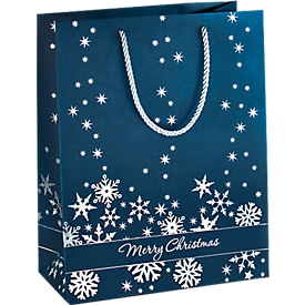 Geschenkzak Silver Snowflakes, 260 x 330 x 125 mm, 3 stuks