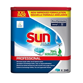 Geschirrreiniger-Tabs Sun Professional All in 1, multifunktional, in wasserlöslicher Folie, EU-Ecolabel, 200 Stück