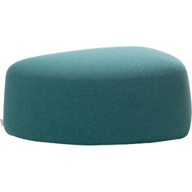 Gestoffeerd meubel Leyform GOGO Pouf, medium, ovaal, B 980 x D 910 x H 390 mm, met glijders, stoffen bekleding, petrol