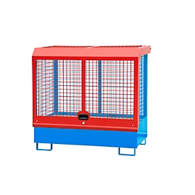 Gevaarlijke stoffen depot type GD-C BAUER, staal, L 1430 x B 820 x H 1390 mm, cilinderslot, carterinhoud 220 I, lichtblauw RAL 5012