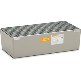 GFK-Auffangwanne 65 CEMO, 65 l Auffangvolumen, B 820 x T 410 x H 230 mm, mit Gitterrost