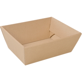 Gift basket SAWP 181.701, rectangular, small, L 285 x W 240 x H 110 mm, corrugated cardboard, kraft brown, 1 piece