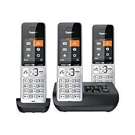 Gigaset 500A Comfort Trio - Schnurlostelefon - Anrufbeantworter - ECO DECTGAPCAT-iq - Silver Black + 2 zusätzliche Handsets