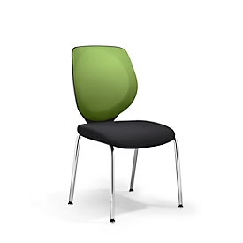 GIROFLEX 353 Chaise à quatre pieds, dossier en maille, acier tubulaire de précision empilable, sans accoudoirs, vert/noir