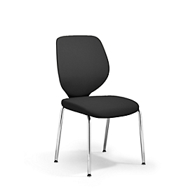 GIROFLEX 353 visitor chair, stackable, chrome-plated frame, without armrests, black/black fabric