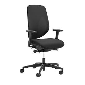 Giroflex Bürostuhl 353, mit Armlehnen, Auto-Synchronmechanik, Muldensitz, 3D-Netz-Rückenlehne, schwarz/schwarz