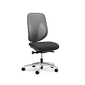 Giroflex Bürostuhl 353, ohne Armlehnen, Auto-Synchronmechanik, Muldensitz, 3D-Netz-Rückenlehne, grau/schwarz/alusilber