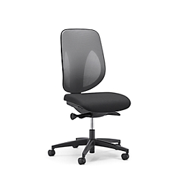Giroflex Bürostuhl 353, ohne Armlehnen, Auto-Synchronmechanik, Muldensitz, 3D-Netz-Rückenlehne, grau/schwarz