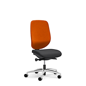 Giroflex bureaustoel 353, zonder armleuningen, auto-synchroonmechanisme, kuipzitting, oranje/zwart/aluminiumzilver