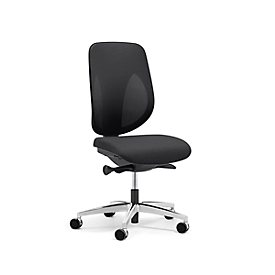 Giroflex bureaustoel 353, zonder armleuningen, auto-synchroonmechanisme, kuipzitting, rugleuning met 3D-gaas, zwart/aluminiumzilver