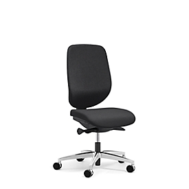 Giroflex office chair 353, without armrests, auto-synchronised mechanism, contoured seat, black/aluminium silver