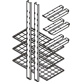 Gitterrostregal, 2000 x 2000 x 500 mm