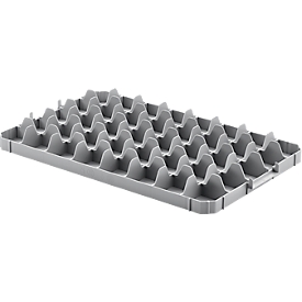 Gläsereinsatz Ringoplast, für Gläser- & Eurokästen, 5 x 8, oben, lebensmittelecht, stapelbar, B 365 x H 55 mm, Kunststoff, hellgrau