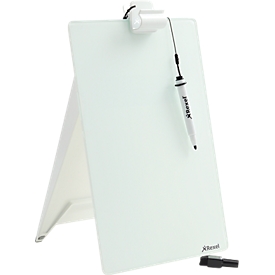 Glas-Notizboard Nobo Diamond, für Schreibtische, B 216 x T 30 x H 297 mm, mit Marker & Montagematerial, weiß