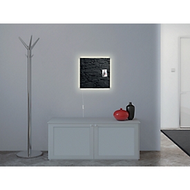 Glasmagnetboard Sigel Business artverum® LED light, Schiefer Stone, beschreibbar, 480 x 480 mm