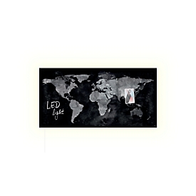 Glasmagnetboard Sigel Business artverum® LED light, World Map, beschreibbar, B 910 x H 460 mm