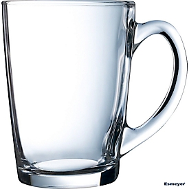 Glass mug with handle, volume 0.32 l, Ø 82 x H 110 mm, Luminarc transparent, 6 pieces
