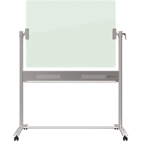 Glastafel Nobo Diamond, fahrbar, magnethaftend, Arbeitsfläche 1200 x 900 mm