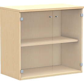 Glastürenschrank BEXXSTAR, 2 Ordnerhöhen, B 800 x T 420 mm, Buche-Dekor