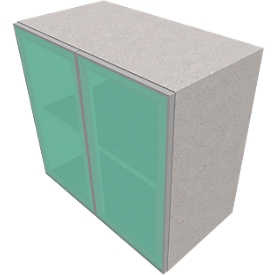 Glastürenschrank SOLUS PLAY, 2 Ordnerhöhen, grifflos, satiniert, B 800 x T 440 x H 748 mm, Ceramic grey