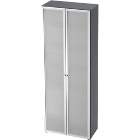 Glastürenschrank TOPAS LINE, 6 Ordnerhöhen, B 800 mm, graphit