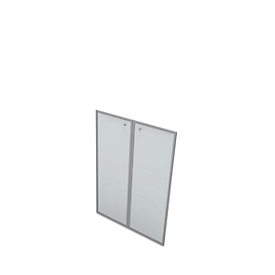 Glazen deur X-TIME WORK, 3 ordnerhoogten, gesatineerd, in aluminium frame, B 860 x D 5 x H 1280 mm