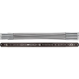 Gliedermaßstab L.2m B.14mm mm/cm EG II Alu.schwarz BMI