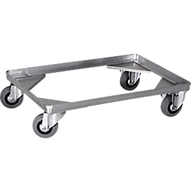 Gmoehling Fahrgestell für Transportkästen Typ 3, bis 200 kg, Lenk- und Bockrollen, Vollgummi-Räder, L 575 x B 370 x H 150 mm, Stahl verzinkt