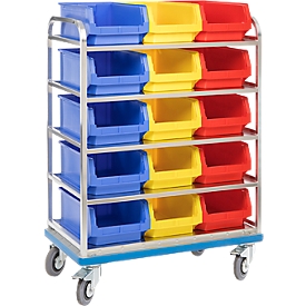 GMÖHLING G®-Rack E 2801 Shelf Runner, openwork, up to 300 kg, 5 levels, for 15 front-opening crates