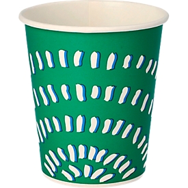 Gobelet en carton Papstar, jetable, 0,2 l, pour boissons froides, avec trait de remplissage, Ø 80 x H 88 mm, vert, 100 pièces