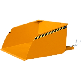 Godet pour chariot élévateur Bauer BSI 100, déverrouillage par câble, L 1810 × l 1330 × H 810 mm, 1 m³, jusqu'à 1500 kg, acier peint, jaune-orange