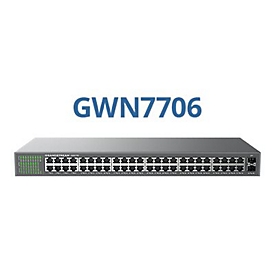 Grandstream GWN7706 - Switch - nicht verwaltet - 48 x 10/100/1000 + 2 x Gigabit SFP - Desktop, an Rack montierbar