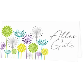 Greeting card Korsch All the best, with colorful motif &amp; envelopes, landscape format, W 206 x H 103 mm, cardboard, white, 10 pieces