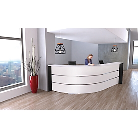 Grote ontvangstbalie Faro, met legbord en zijpanelen, B 3320 x D 1800 x H 1120 mm, wit/antraciet