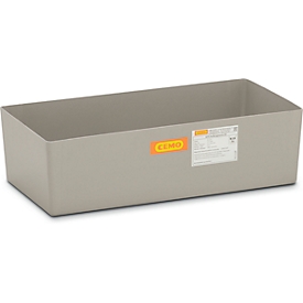GRP collection tray 65 CEMO, 65 l collection volume, W 820 x D 410 x H 230 mm, without grating