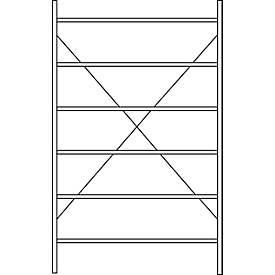 Grundregal R 3000, 6 Böden, B 1345 mm x T 400 mm, Böden lackiert