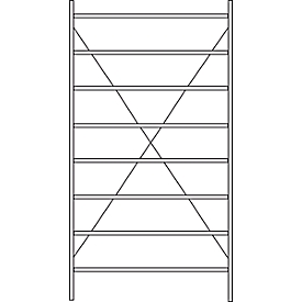 Grundregal R 3000, 8 Böden, B 1345 mm x T 400 mm, Böden verzinkt
