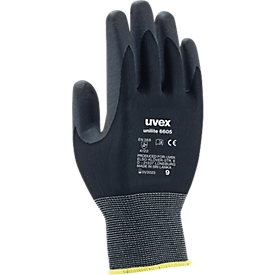 Guante de montaje uvex unilite 6605, espuma de poliamida/nitrilo, EN 388: 4122, transpirable, 10 pares, talla 6