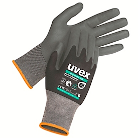 Guantes de trabajo uvex phynomic XG, EN 388 4 1 2 1 X, poliamida/elastano, negro, talla 7, 10 pares