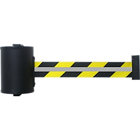 Gurtband RS-GUIDESYSTEMS GLW700, Wandmontage, inkl. Reflexionsstreifen, L 7000 mm, Gehäuse B 105 x T 113 x H 175 mm, gelb/schwarz