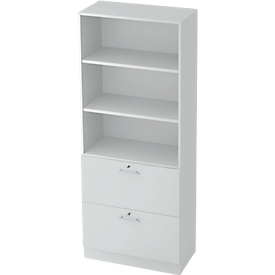 Hängeregistraturschrank JENA, 5 OH, B 800 mm, 2 Schubladen, abschließbar, lichtgrau