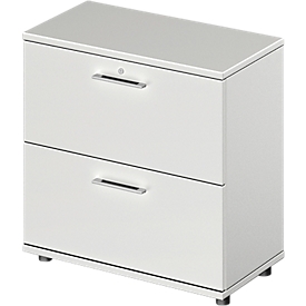 Hängeregistraturschrank TETRIS WOOD, 2 OH, B 800 x T 421 x H 800 mm, Höhe inkl. Gleiter, lichtgrau